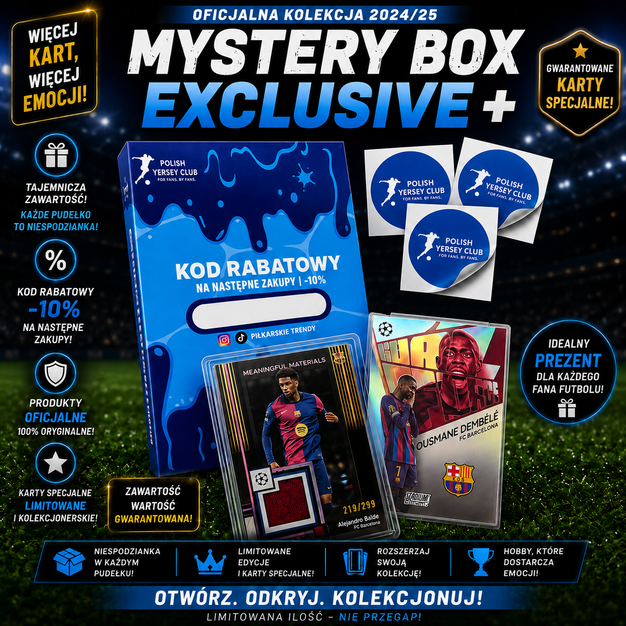 Karty Piłkarskie Mystery Box - Exclusive | Gwarancja karty numerowanej do 99 , autografu lub fragmentu koszulki + losowa karta numerowana !!