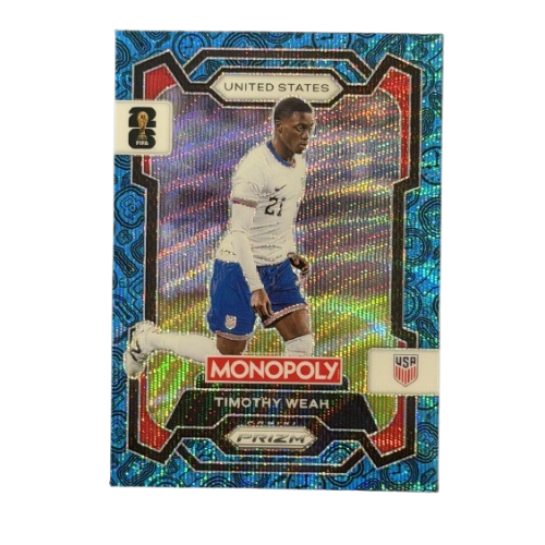 HASBRO Monopoly Panini Prizm: FIFA World Cup 2026 Blue Icon - Four Corners Blue Wave | Timothy Weah - Stany Zjednoczone